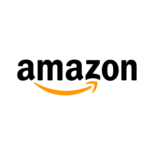 The Amazon logo. It has an orange yellow arrow pointing right at the bottom of of