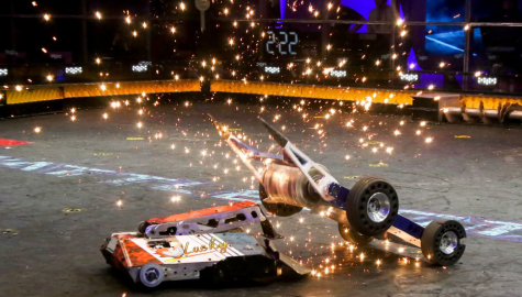 An photo of a BattleBots fight. Photo Source: Labman Automation