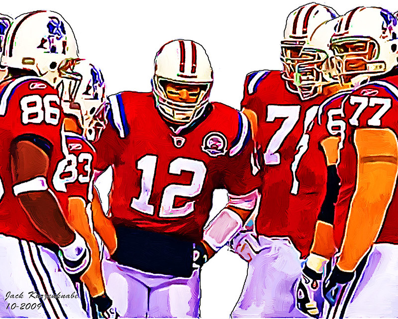 0 New England Patriots quarterback Tom Brady by Jack Kurzenknabe is marked with CC PDM 1.0