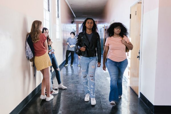 Students in the School Hallway